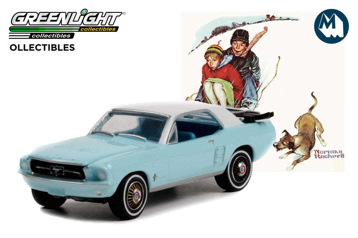 1967 Ford Mustang Coupe with Trunk Ski Rack and Skis