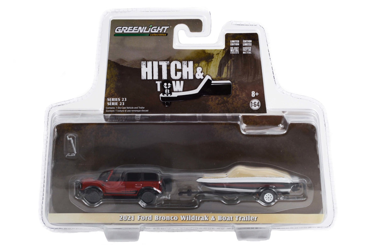 2021 Ford Bronco Wildtrak in Rapid Red Metallic with Boat Trailer