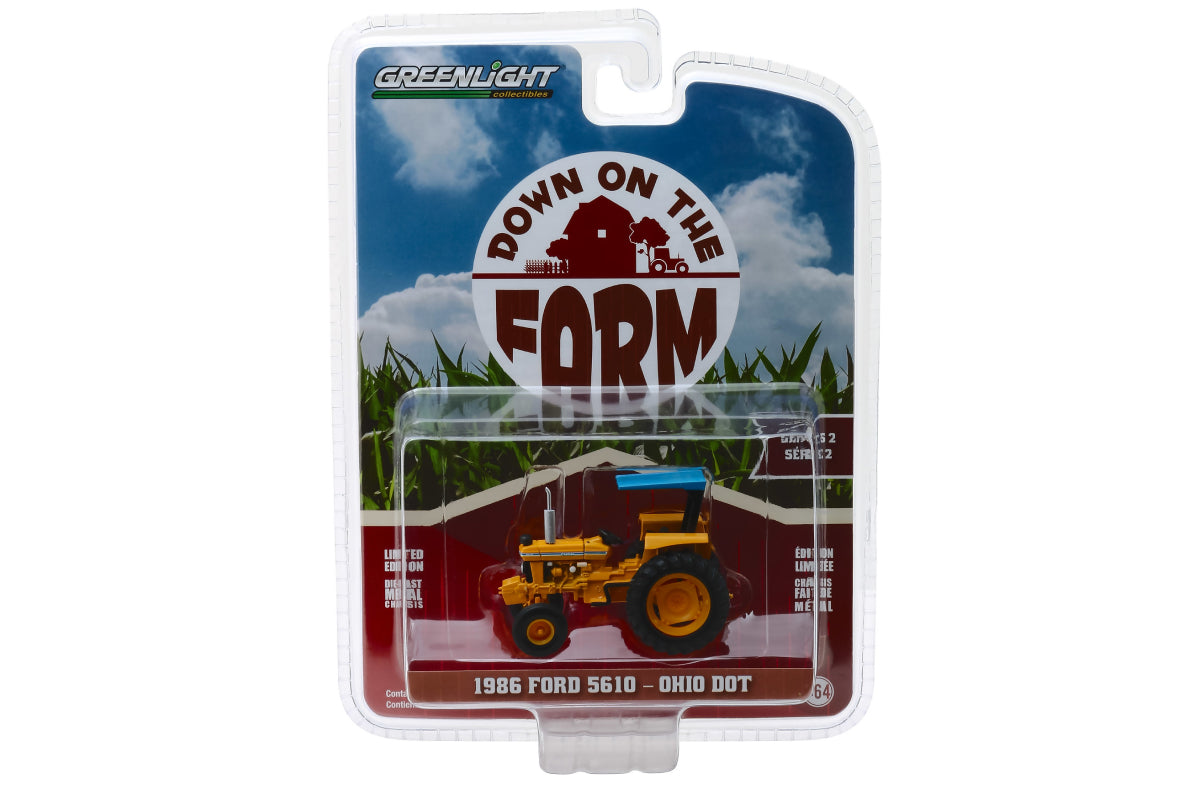 986 Ford 5610 Tractor - Yellow and Blue Ohio Department of Transportation (DOT)