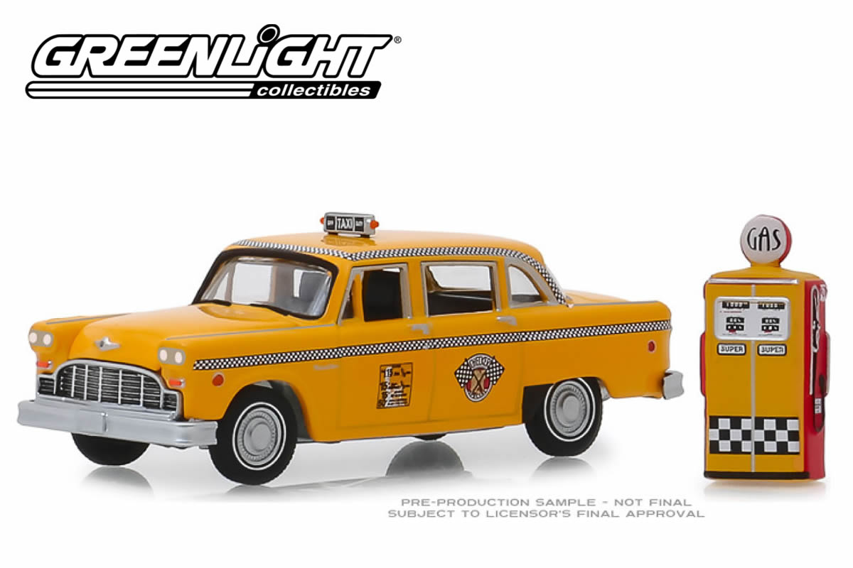 1978 Checker Motors Marathon A11 Taxi with Vintage Gas Pump