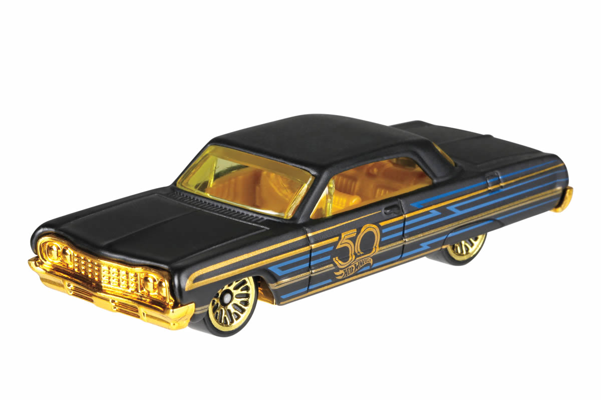 2018 Set of 6 + Chase - Hot Wheels Black & Gold (50th Anniversary)