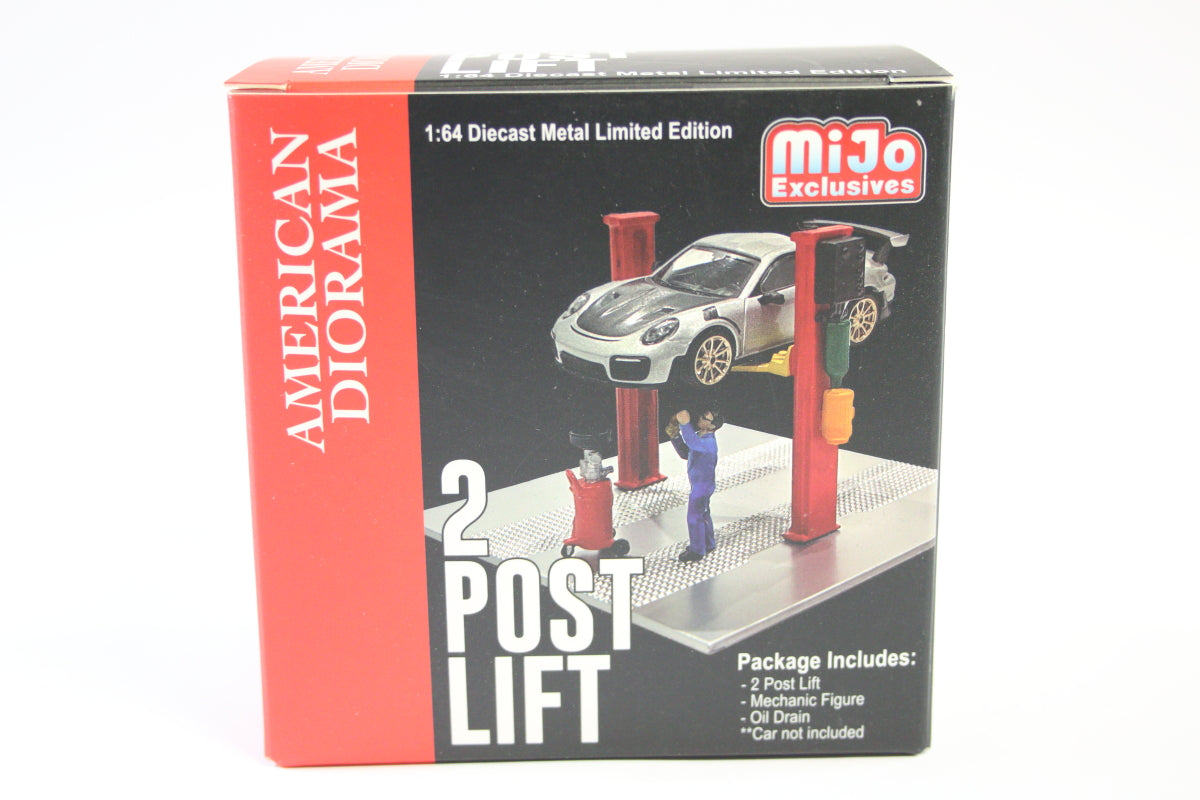 1:64 American Diorama 2 Post Lift Set in Red (AD-38375)