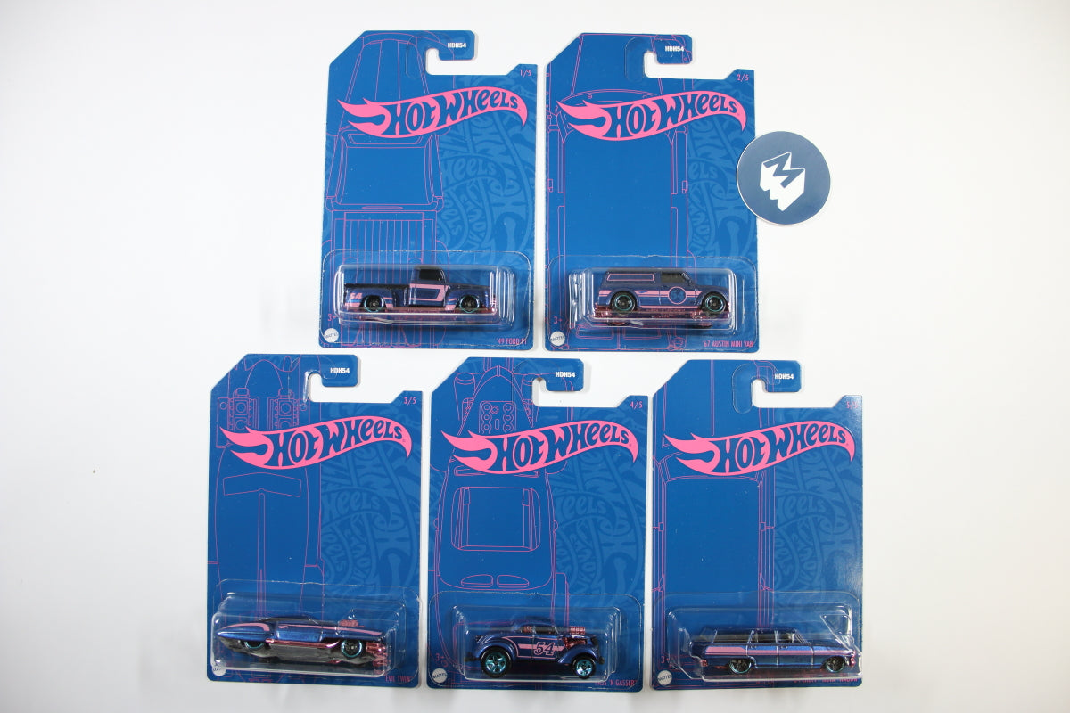 2022 Mix 1 - Set of 5 Hot Wheels Blue and Pink