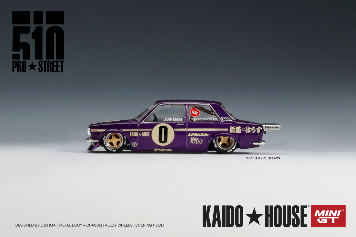 #002 - Datsun 510 Pro Street - KAIDO★HOUSE x MINI GT (OG Purple)