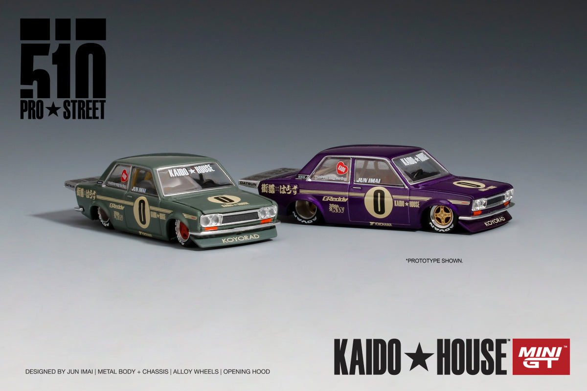 #002 - Datsun 510 Pro Street - KAIDO★HOUSE x MINI GT (OG Purple)