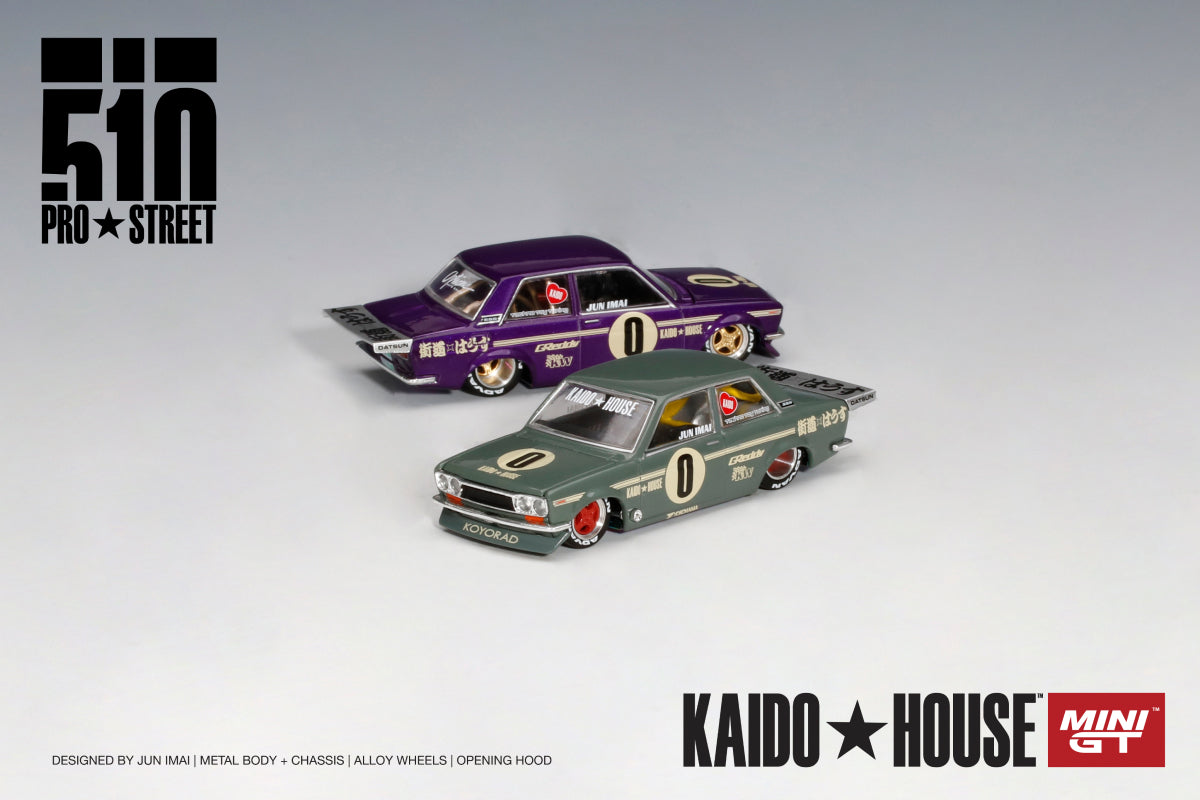 #002 - Datsun 510 Pro Street - KAIDO★HOUSE x MINI GT (OG Purple)