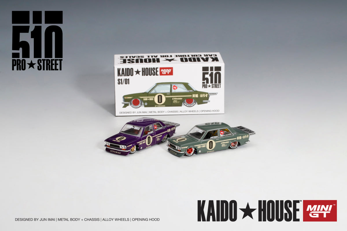 #002 - Datsun 510 Pro Street - KAIDO★HOUSE x MINI GT (OG Purple)