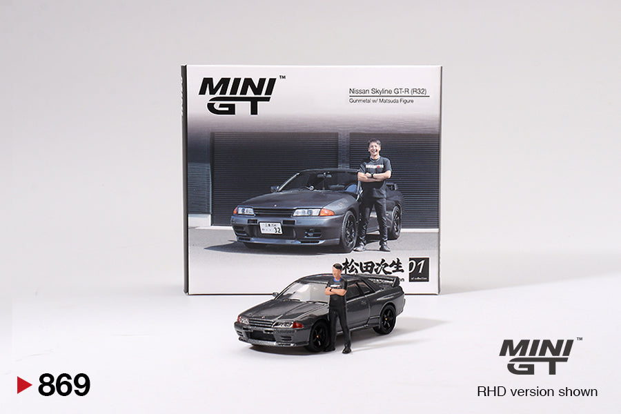 #869 - Nissan Skyline GT-R (R32) with Matsuda Figure Tsugio Matsuda Collection (Gunmetal)