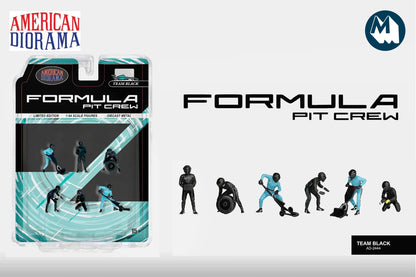 1:64 American Diorama - Formula Pit Crew Figures "Team Black" (AD-2444MJ)