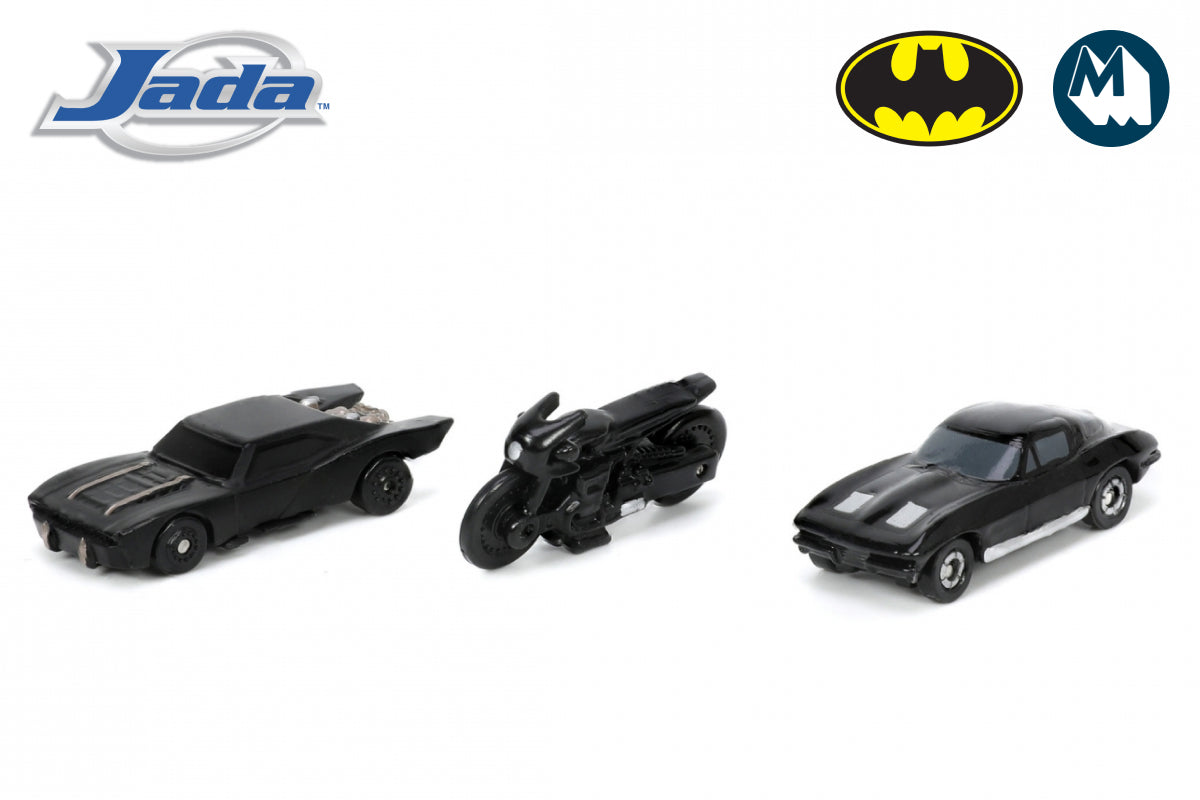 Nano Hollywood Rides - The Batman (Batmobile, Batcycle & 1963 Chevrolet Corvette)