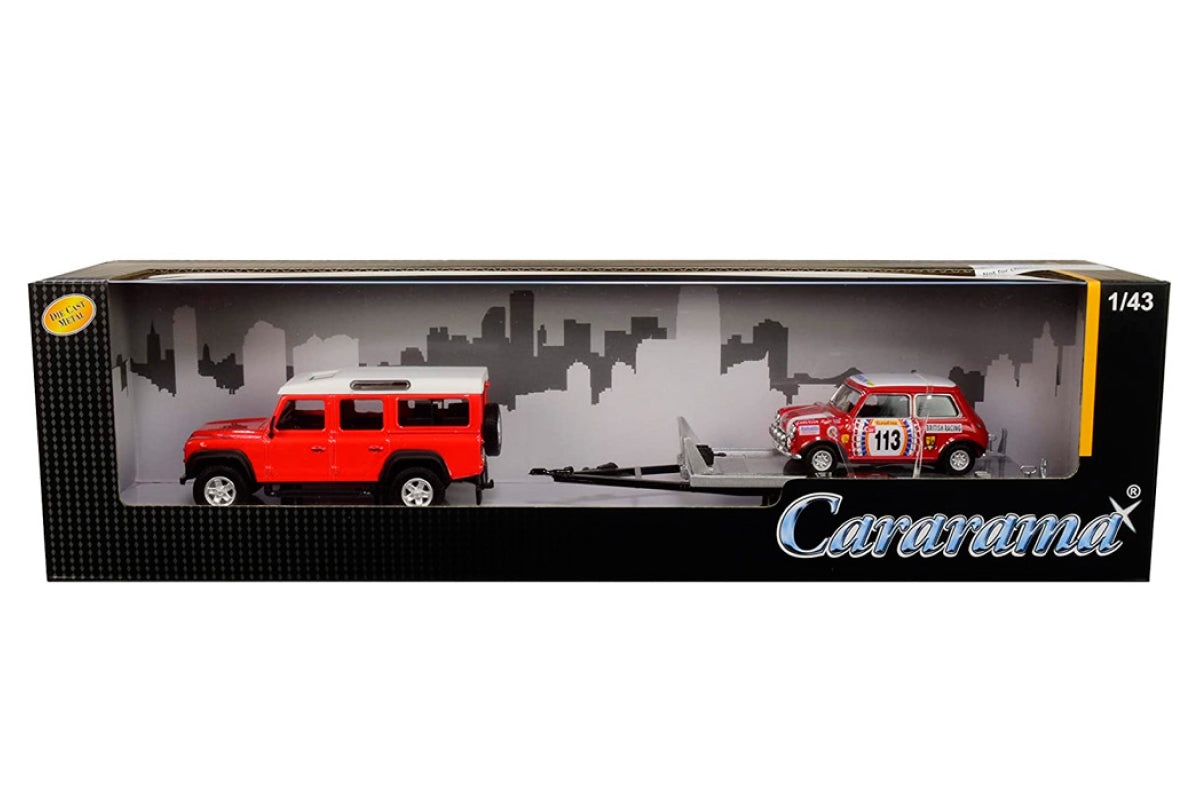 1:43 - Land Rover Defender 110 with #113 Mini Rally and Trailer