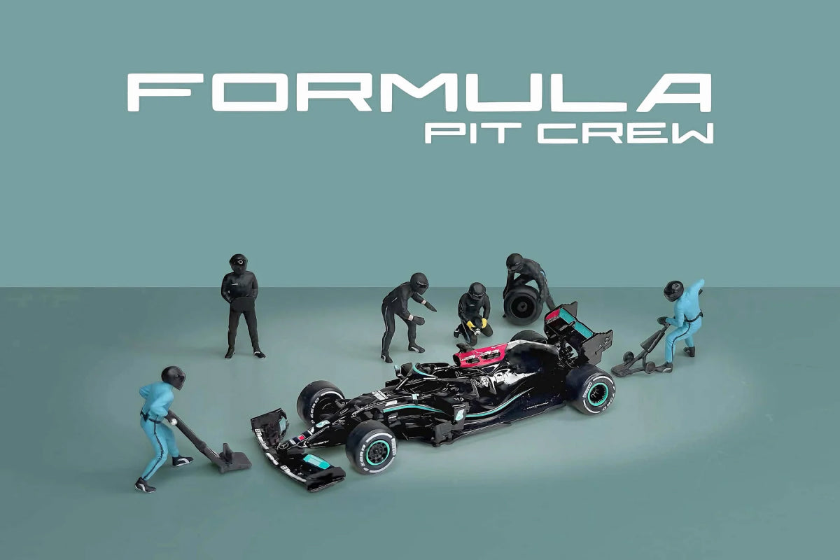 1:64 American Diorama - Formula Pit Crew Figures "Team Black" (AD-2444MJ)