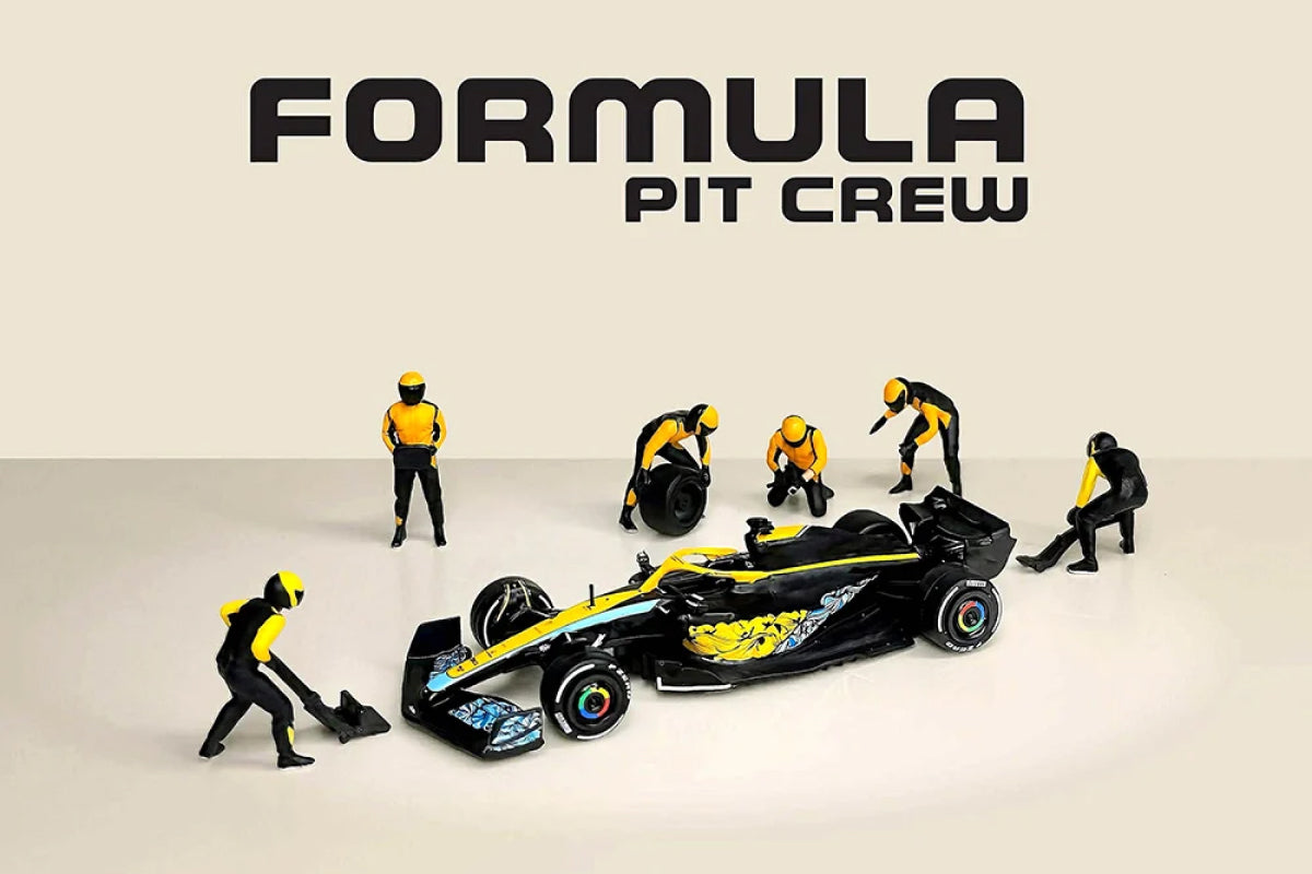 1:64 American Diorama - Formula Pit Crew Figures "Team Orange" (AD-2441MJ)