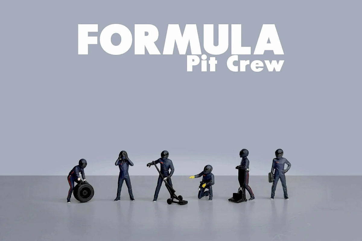 1:64 American Diorama - Formula Pit Crew Figures "Team Blue" (AD-2442MJ)