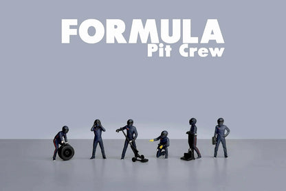 1:64 American Diorama - Formula Pit Crew Figures "Team Blue" (AD-2442MJ)