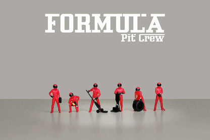 1:64 American Diorama - Formula Pit Crew Figures "Team Red" (AD-2443MJ)