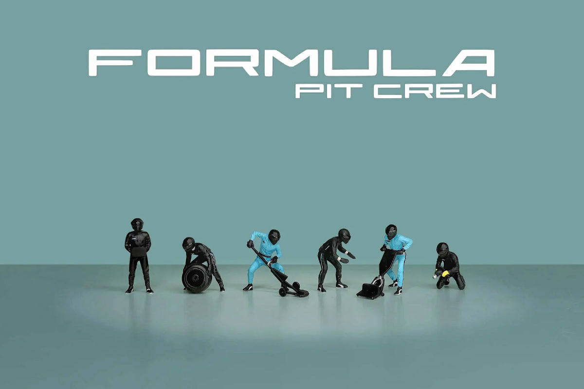 1:64 American Diorama - Formula Pit Crew Figures "Team Black" (AD-2444MJ)