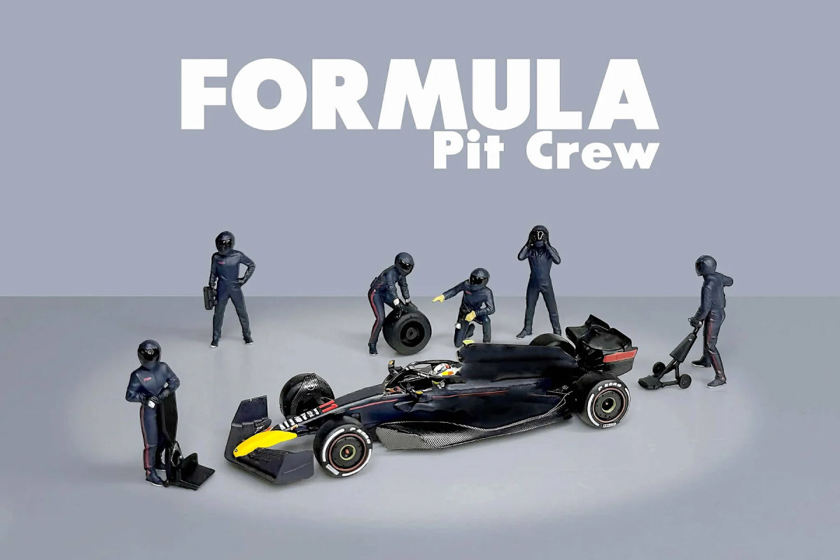 1:64 American Diorama - Formula Pit Crew Figures "Team Blue" (AD-2442MJ)