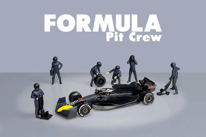 1:64 American Diorama - Formula Pit Crew Figures "Team Blue" (AD-2442MJ)