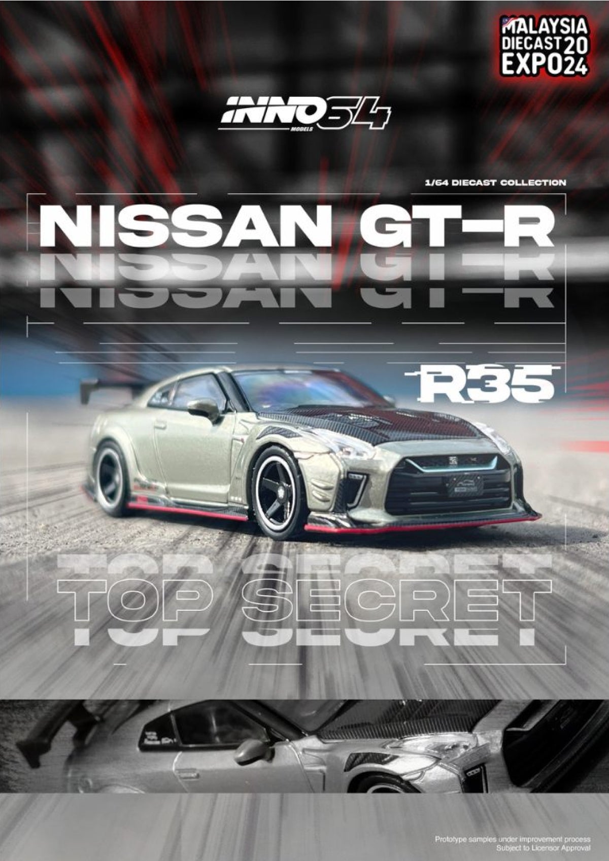 Nissan Skyline GT-R (R35) "Top Secret" - Malaysia Diecast Expo 2024 Special Edition (Grey & Black)