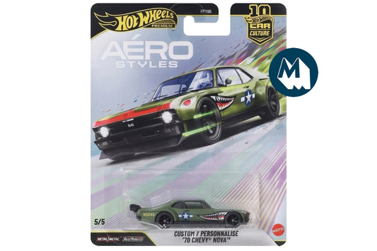 Hot Wheels Car Culture 2026 Mix 6 Aerostyles / #5 - Custom '70 Chevy Nova (Matte Olive)