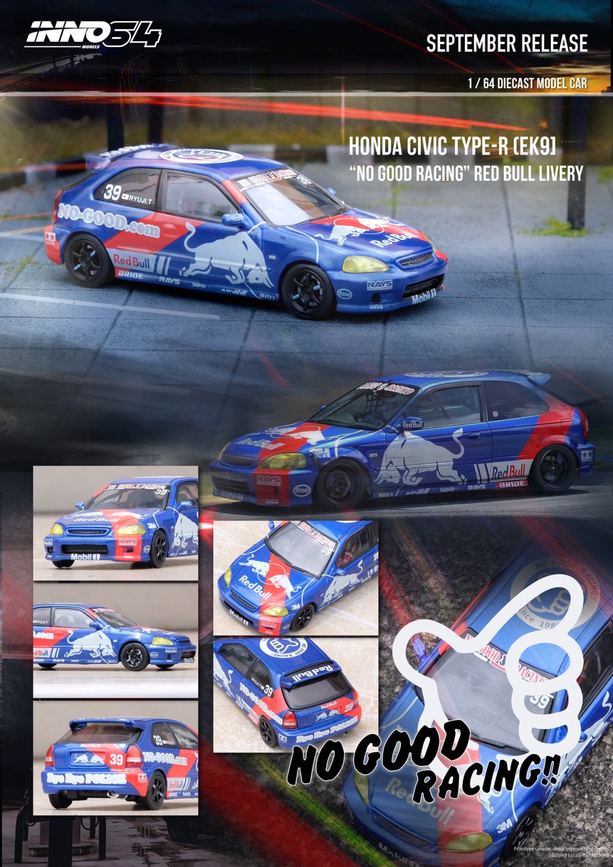 Honda Civic Type-R EK9 - "No Good Racing" Red Bull Livery