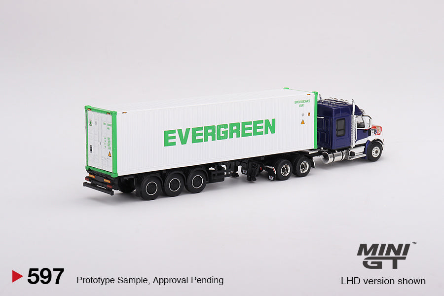 #597 - Western Star 49X Blue w/ 40' Reefer Container "Evergreen"