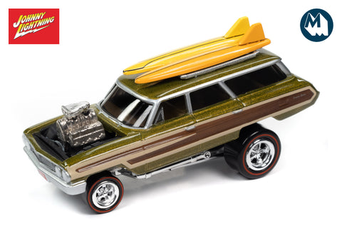 1964 Ford Country Squire / Zingers (Metallic Lime, Wood Paneling w/Surfboards)