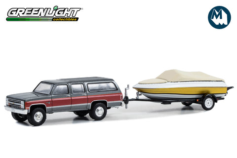 1987 Chevrolet Suburban K20 Silverado with Boat and Boat Trailer