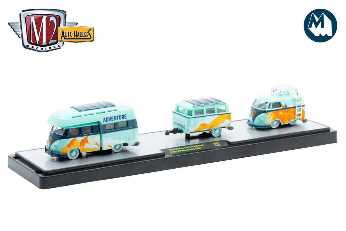 M2 Auto-Haulers 85 - 1959 VW Double Cab Truck USA Model & 1960 VW Delivery Van & Trailer