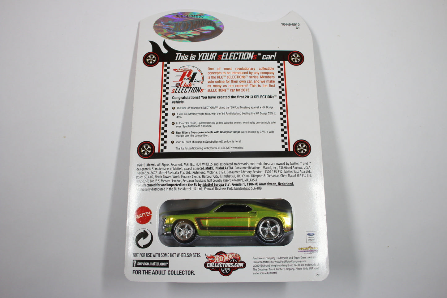Hot Wheels Red Line Club sELECTIONs Series (2013) - '69 Ford Mustang (Spectraflame Yellow) [Pre-owned]