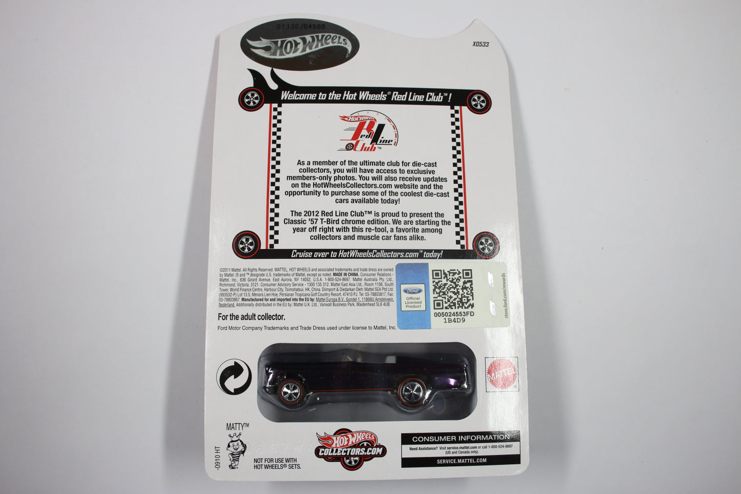 Hot Wheels Red Line Club Membership Car (2012) - Classic '57 T-Bird (Spectraflame Purple) [Pre-owned]