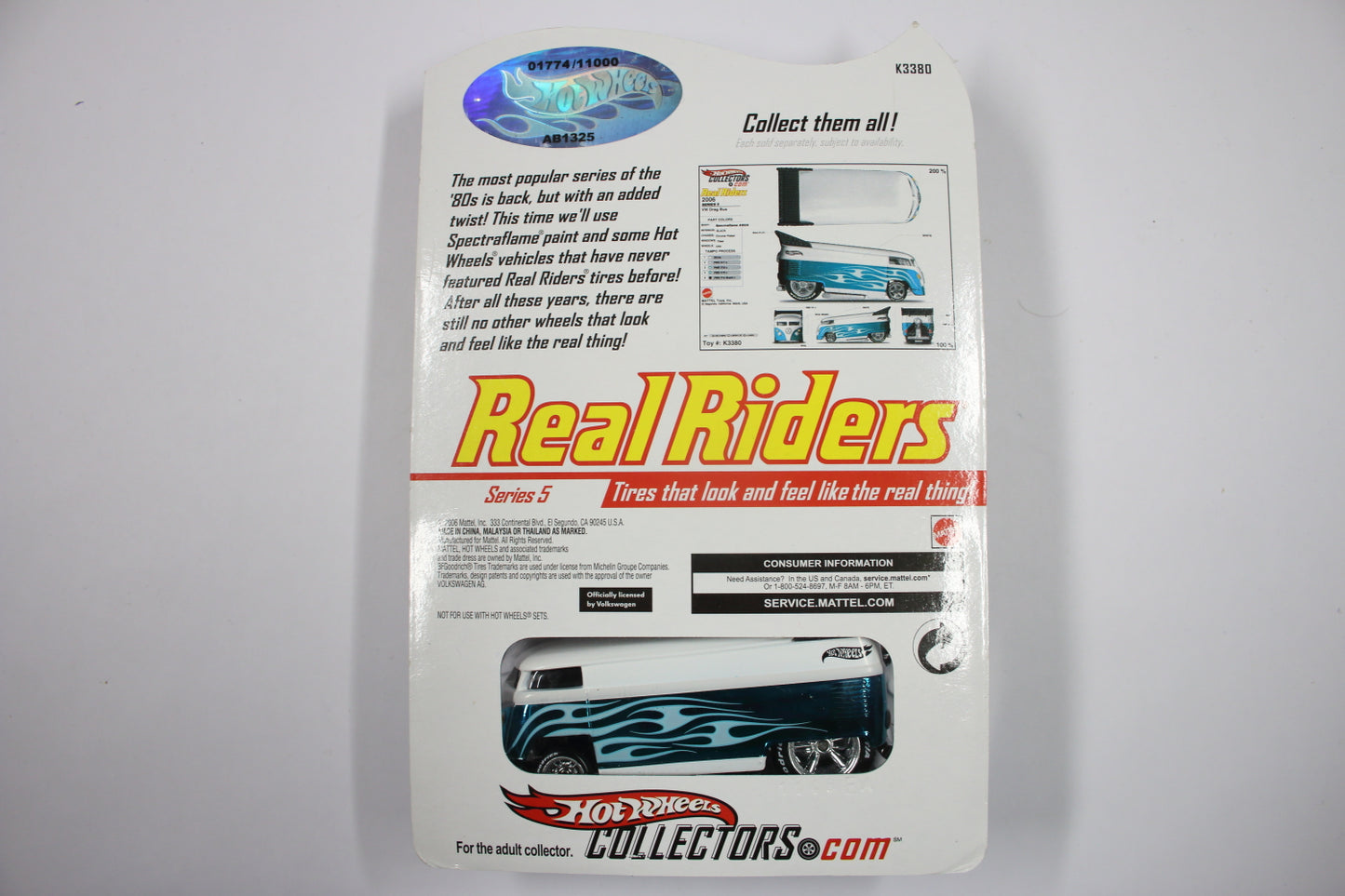 Hot Wheels HWC Series 5 (2006) - Real Riders / VW Drag Bus (Spectraflame Aqua & Flat White) [Pre-owned]