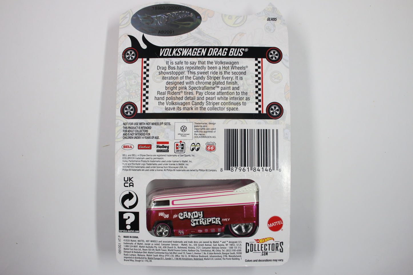 Hot Wheels RLC Exclusive Release (2021) - Volkswagen Drag Bus "Candy Striper" (Spectraflame Pink) [Pre-owned]