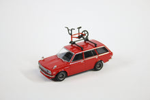 [Loose] Datsun Bluebird 510 Wagon (Red) with roof rack and bicycle