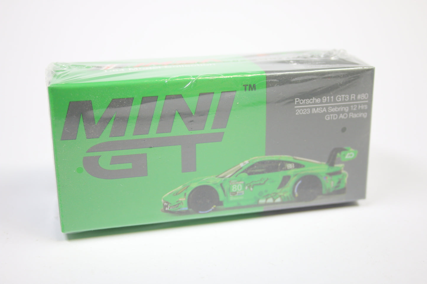 [Pre-owned] Mini GT #713 - Porsche 911 GT3 R #80 GTD AO Racing 2023 IMSA Sebring 12 Hrs