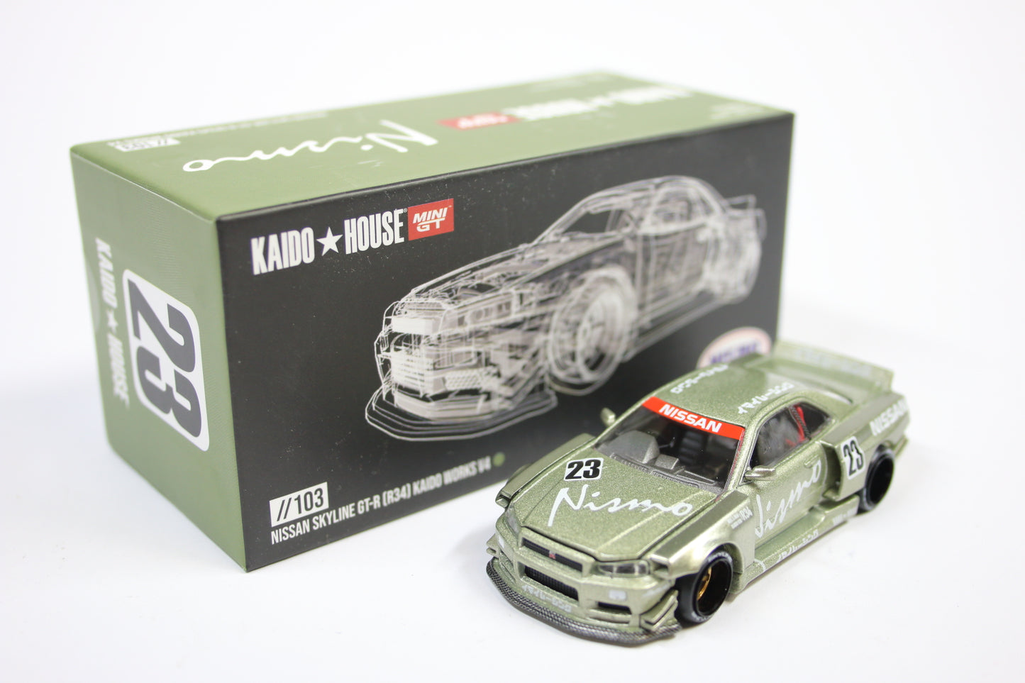[Pre-owned] Kaido / Mini GT #103 - Nissan Skyline GT-R (R34) Kaido Works V4