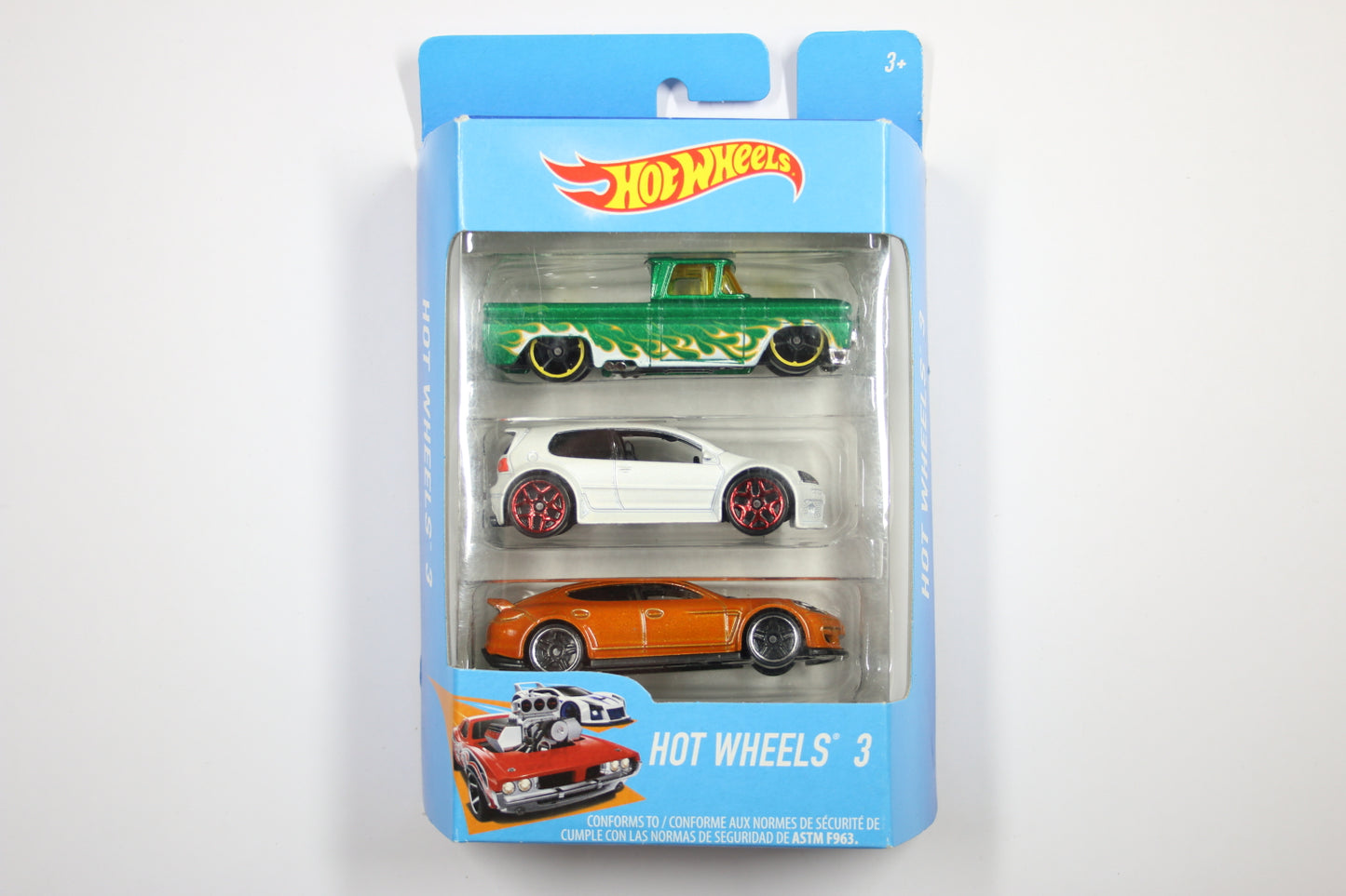 [Pre-owned] Hot Wheels 3 Pack - Custom '62 Chevy, VW Golf GTI & Tesla Model S