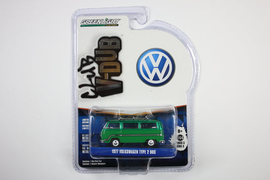 [Green Machine] 1977 Volkswagen Type 2 Bus - Sumatra Green with Roof Rack & Stripes