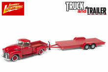 1950 Chevy Pickup with Open Car Trailer