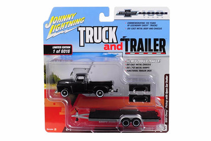 1950 Chevy Pickup with Open Car Trailer
