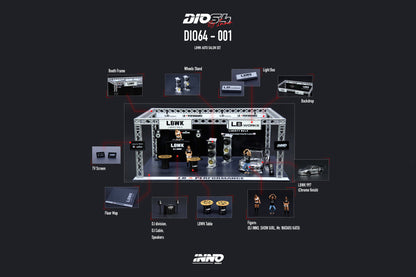 Liberty Walk Auto Salon Diorama, including LBWK Chrome and 3 figures