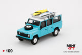 #109 - Land Rover Defender 110 (Light Blue with Surfboard)