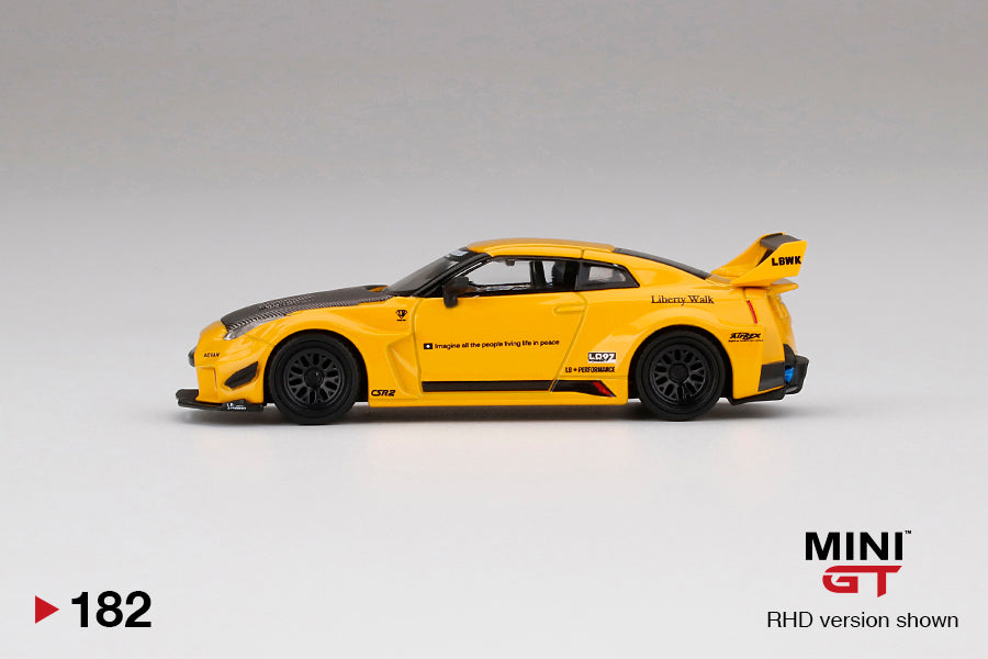 #182 - LB-Silhouette WORKS GT Nissan 35GT-RR Ver.1 Yellow (RHD / US Exclusive)