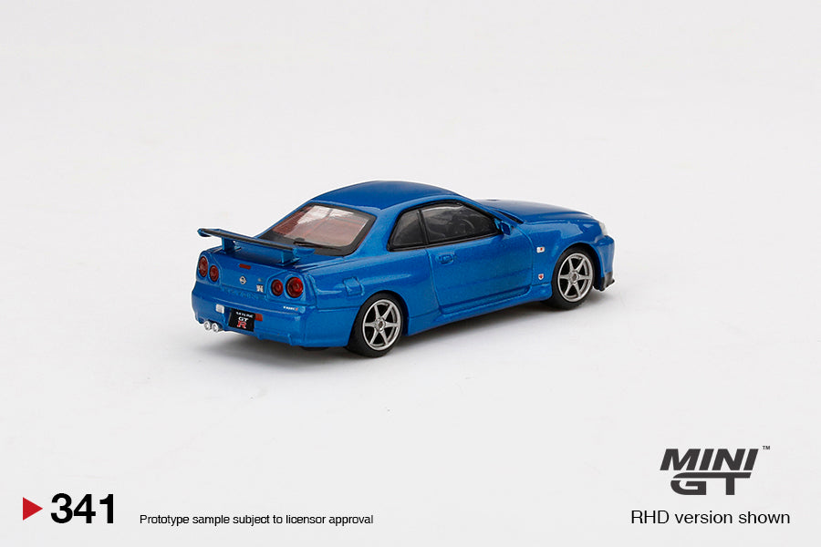 ミニカー NISSAN SKYLINE GT-R (R34) V-SPEC II 341 - Nissan Skyline GT-R (R34) V-Spec II (Bayside Blue) – Modelmatic