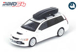 Mitsubishi Lancer Evolution IX Wagon with Roof Cargo Box and Extra Wheels (White Pearl)