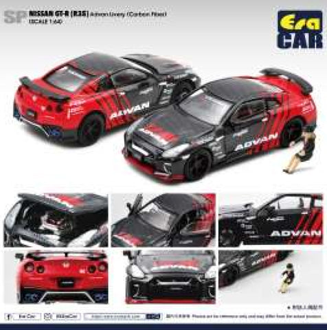 Nissan GT-R R35 with Female Driver Figure - Advan Red (Carbon Fiber)