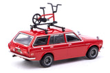 Datsun Bluebird 510 Wagon (Red) with roof rack and bicycle