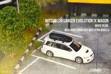 Mitsubishi Lancer Evolution IX Wagon with Roof Cargo Box and Extra Wheels (White Pearl)