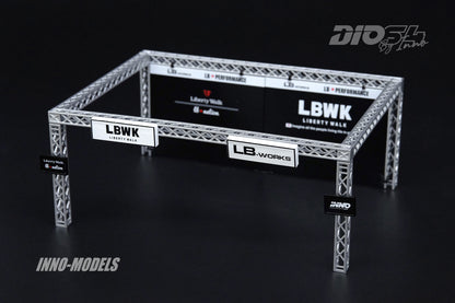 Liberty Walk Auto Salon Diorama, including LBWK Chrome and 3 figures